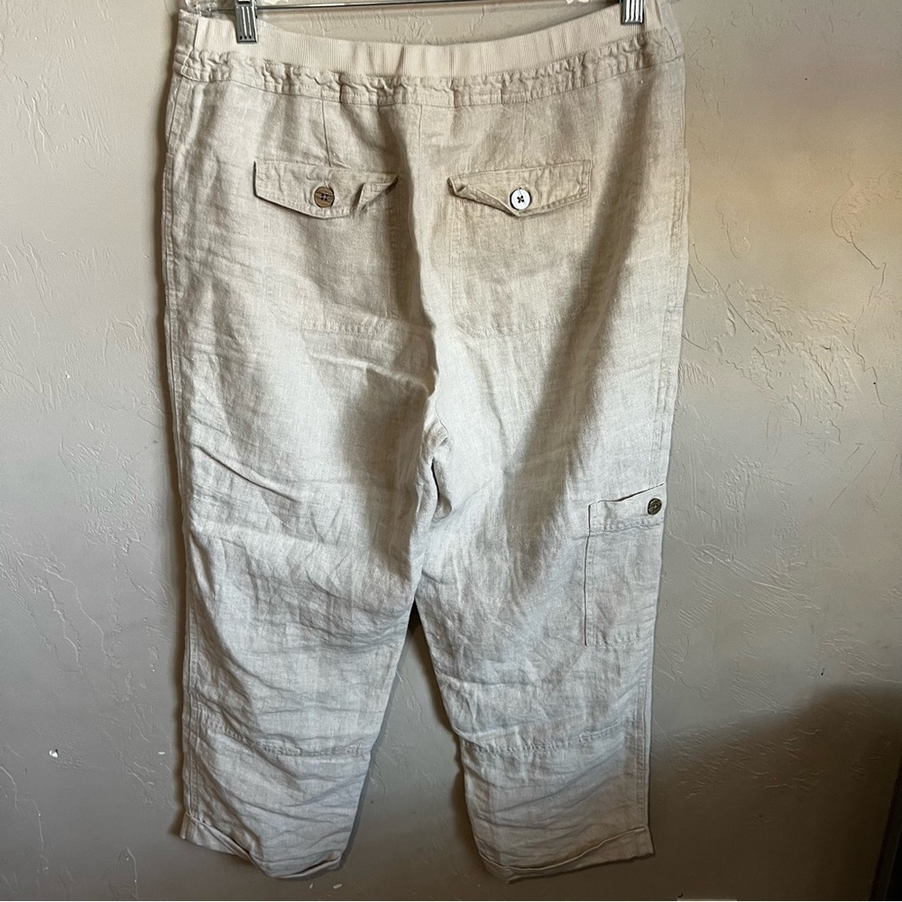 Chicos Linen High Rise Crop Cuffed Capris - Picture 3 of 9